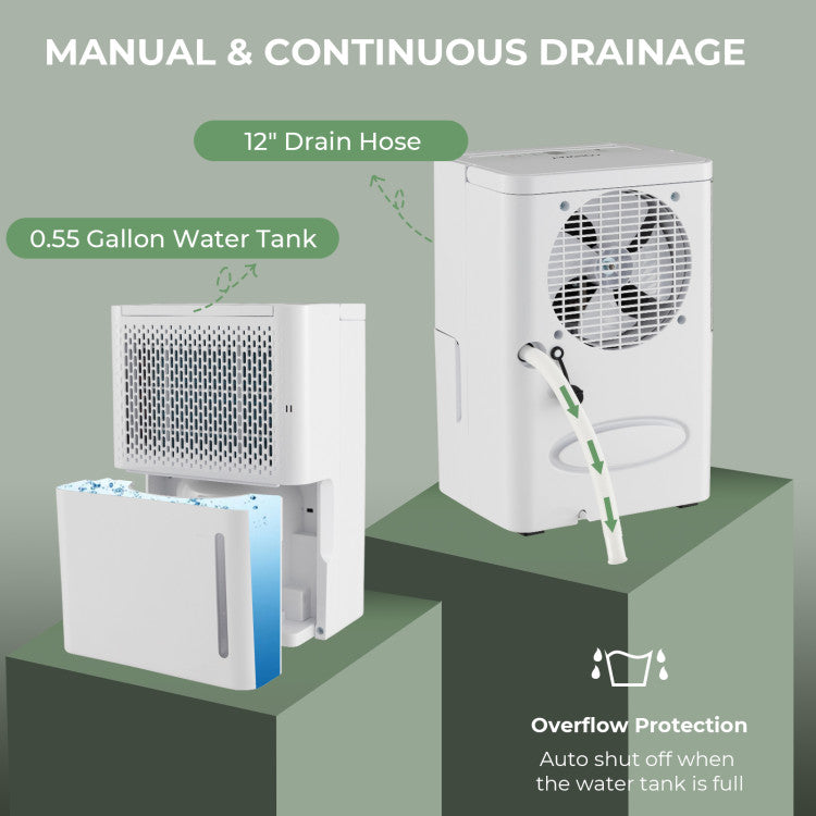 2000 Sq. Ft 32 Pint Dehumidifier with Continuous/Drying/Auto Mode and Water Full Auto Shut Off