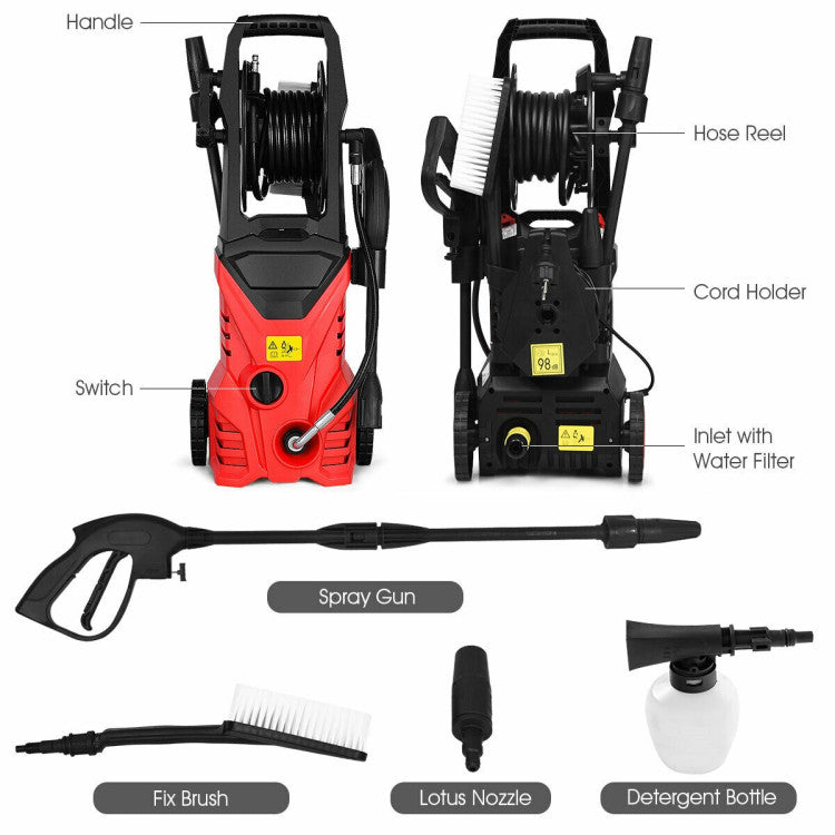 2030PSI 1800W Electric High Power Pressure Washer for Garden, Patio, Cars and Boats Cleaning