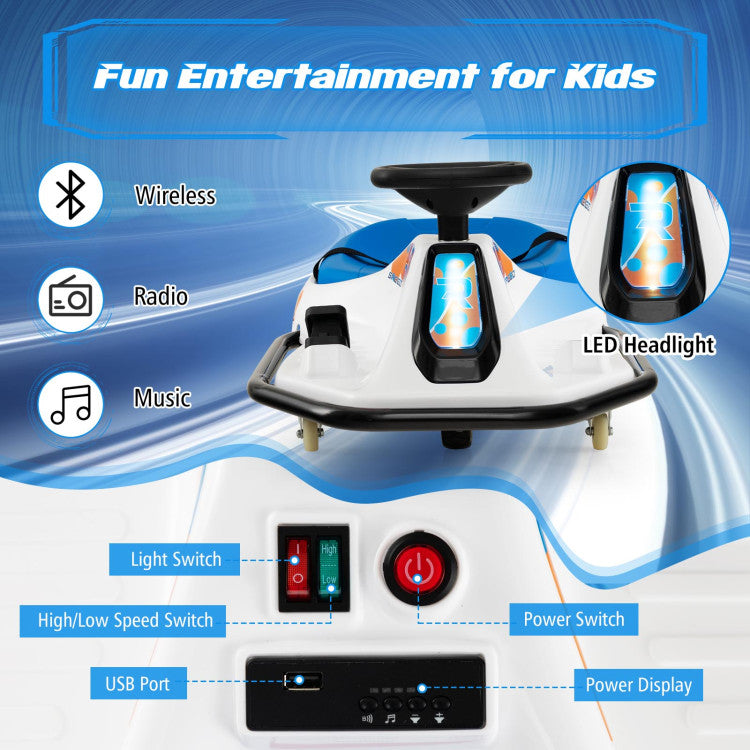 24V Electric Drifting Go Kart for Kids with 360° Spin Wireless Connection