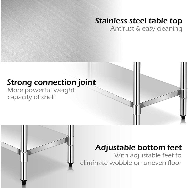 24 x 36 Inch Stainless Steel Commercial Kitchen Food Prep Table