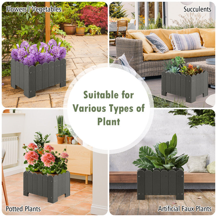 2 Pack Rectangular Planter Box with Drainage Gaps for Porch Garden Balcony
