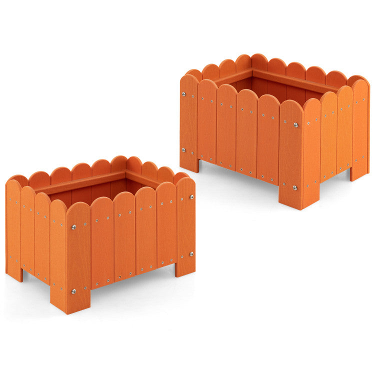 2 Pack Rectangular Planter Box with Drainage Gaps for Porch Garden Balcony