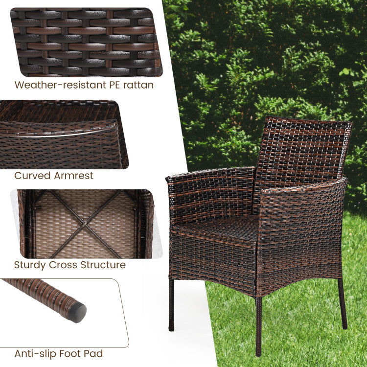 2 Pieces Outdoor PE Rattan Armchairs with Removable Cushions for Patio Backyard