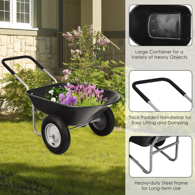 2 Tire Heavy-duty Wheelbarrow Garden Cart Utility Cart for Patios, Warehouses and Farms