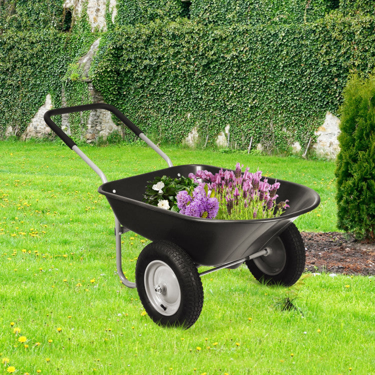 2 Tire Heavy-duty Wheelbarrow Garden Cart Utility Cart for Patios, Warehouses and Farms