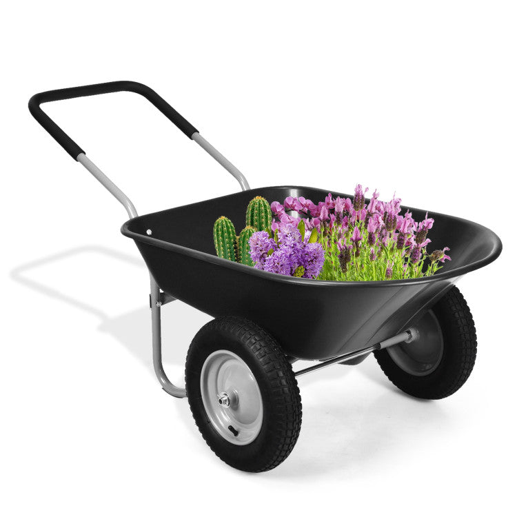 2 Tire Heavy-duty Wheelbarrow Garden Cart Utility Cart for Patios, Warehouses and Farms