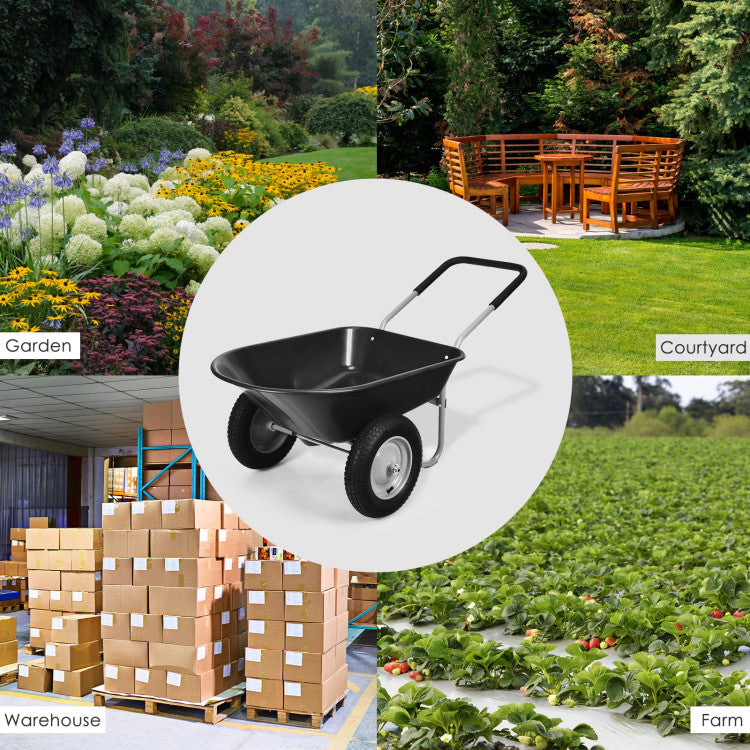 2 Tire Heavy-duty Wheelbarrow Garden Cart Utility Cart for Patios, Warehouses and Farms