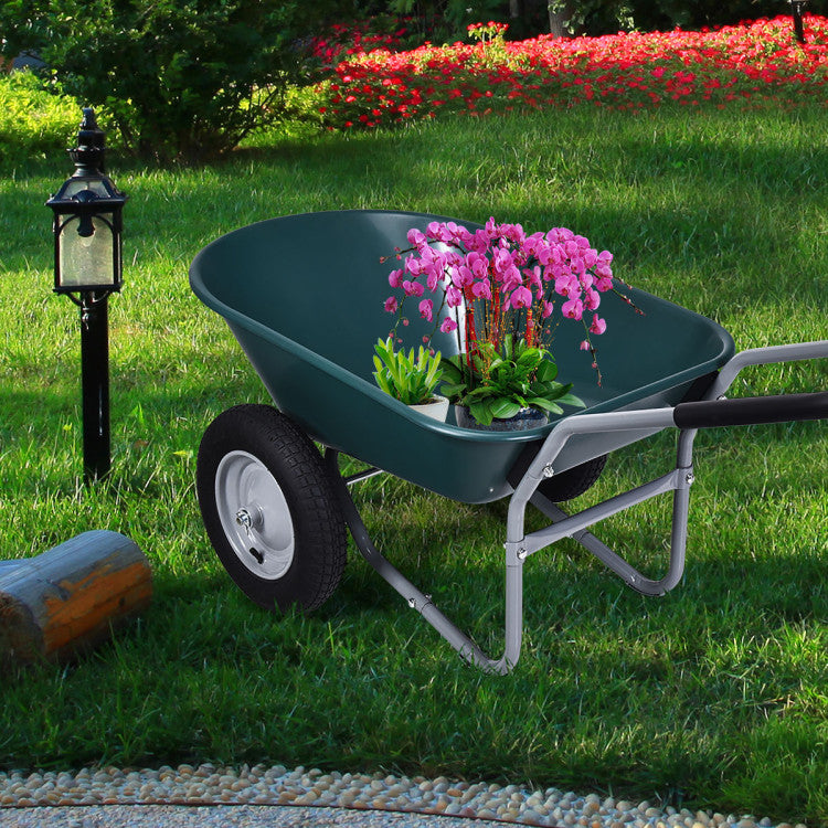 2 Tire Heavy-duty Wheelbarrow Garden Cart Utility Cart for Patios, Warehouses and Farms