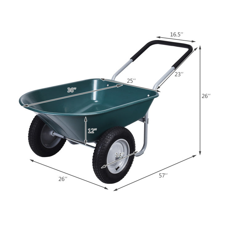 2 Tire Heavy-duty Wheelbarrow Garden Cart Utility Cart for Patios, Warehouses and Farms