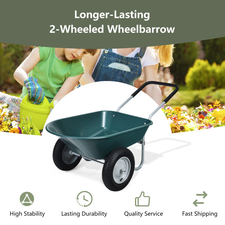 2 Tire Heavy-duty Wheelbarrow Garden Cart Utility Cart for Patios, Warehouses and Farms