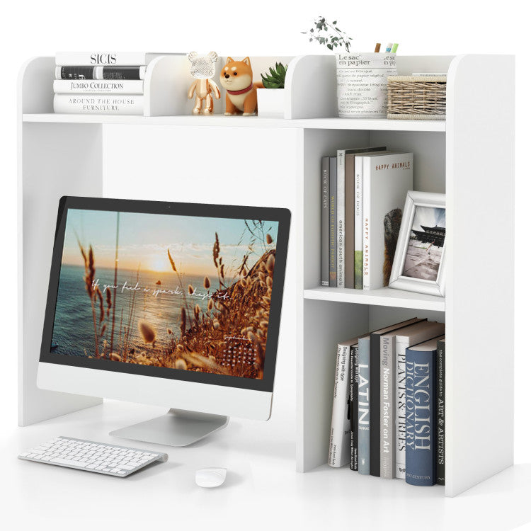 3-Tier  4 Shelves Multipurpose Desk Bookshelf with Anti-Tip Kits