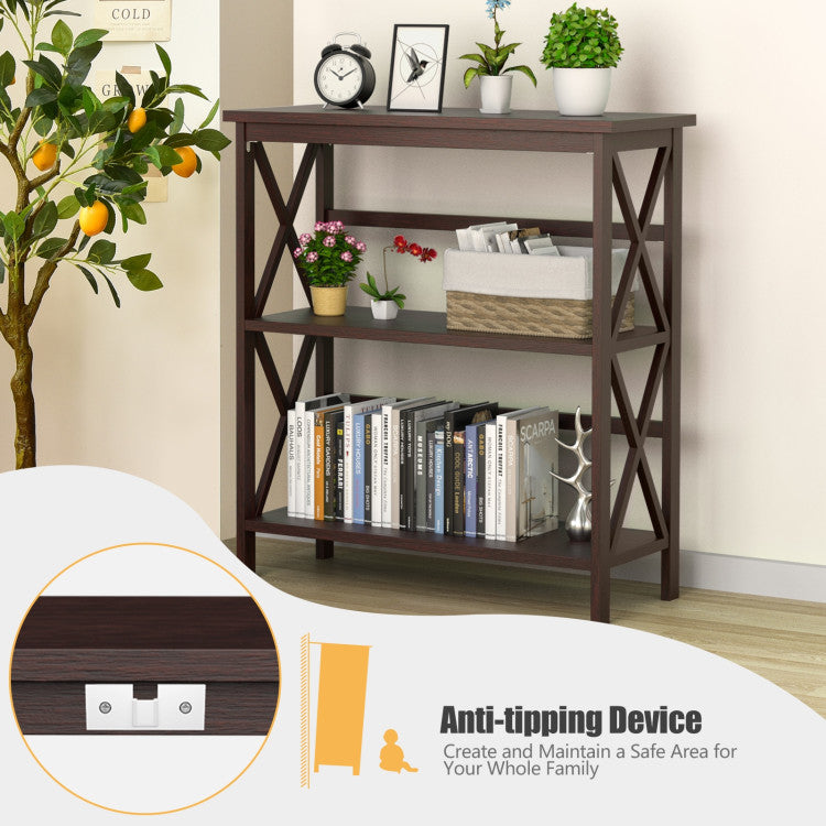 3-Tier Wooden Multi-Functional Storage Bookshelf for Books