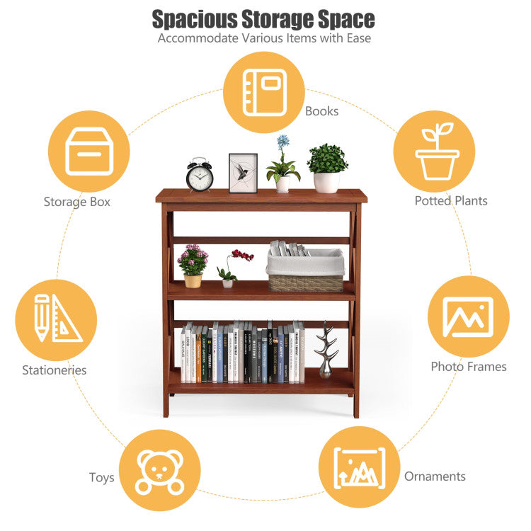 3-Tier Wooden Multi-Functional Storage Bookshelf for Books