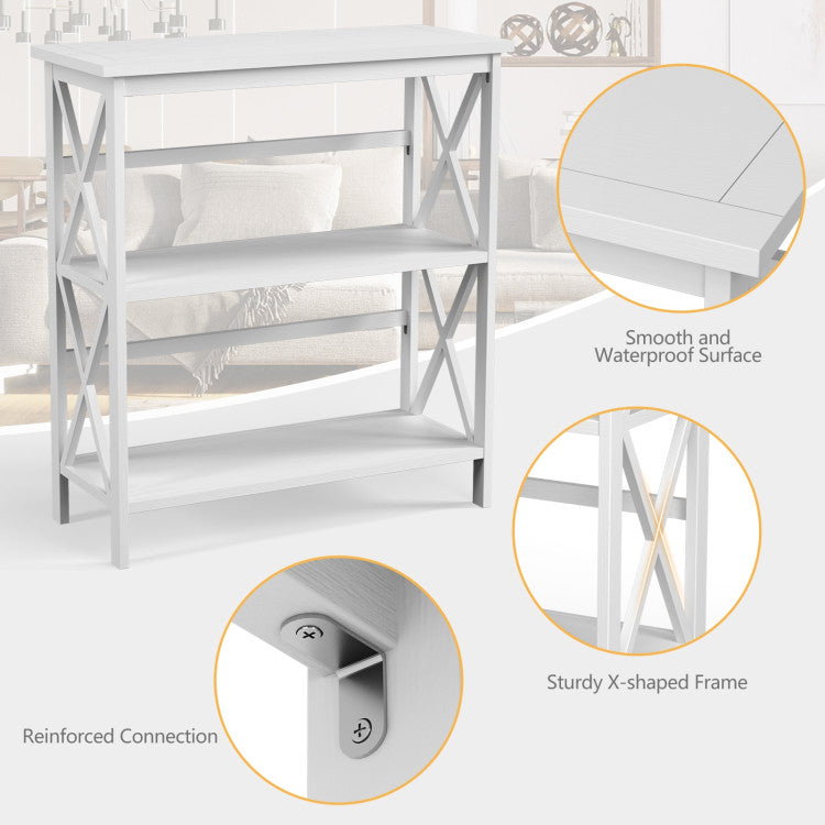 3-Tier Wooden Multi-Functional Storage Bookshelf for Books