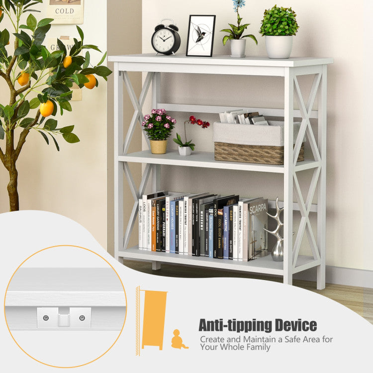 3-Tier Wooden Multi-Functional Storage Bookshelf for Books