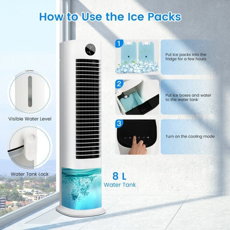 3-in-1 Evaporative Portable Air Cooler Tower Fan with 9H Timer