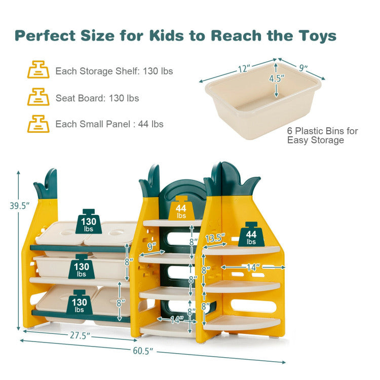 3-in-1 Kids Toy Storage Organizer with ASTM and CPSIA Certificated