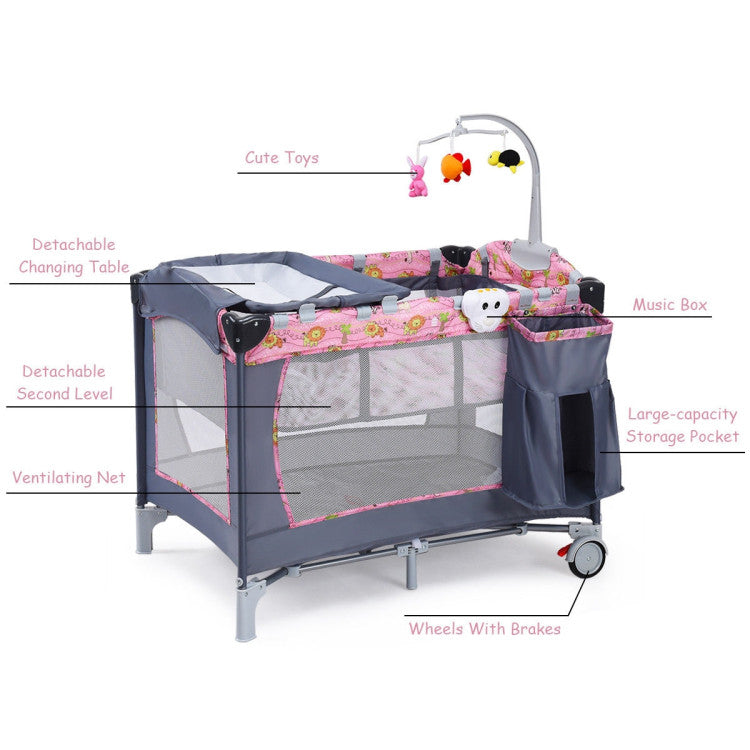 3-in-1 Portable Baby Crib Sleep Bassinet