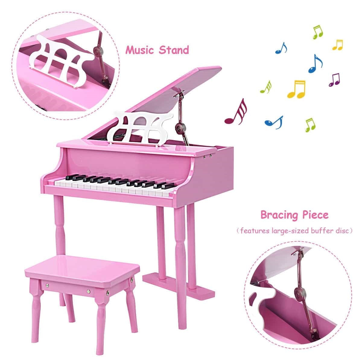 30-Key Kids Toys Piano Keyboard with Bench Piano Lid and Music Rack