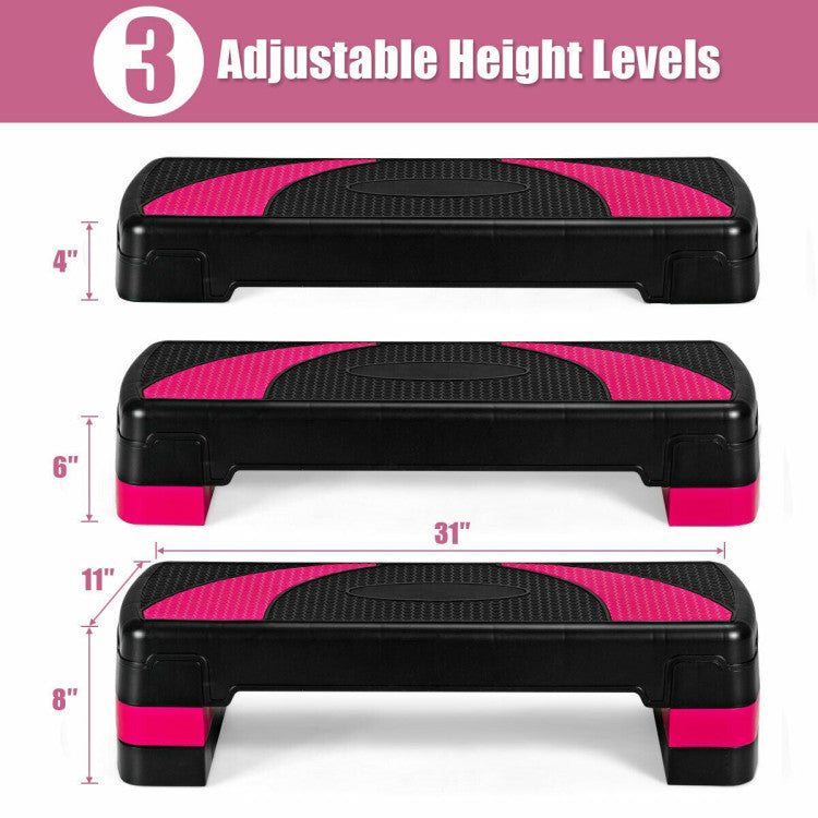 31 Inch 3-Level Adjustable Exercise Aerobic Stepper with Non-Slip Pads