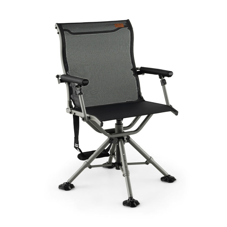 360 Degree Swivel Folding Hunting Chair with Adjustable Heights for Camping and Fishing