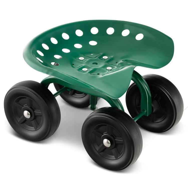 360° Swivel Garden Rolling Work seat with Adjustable Height