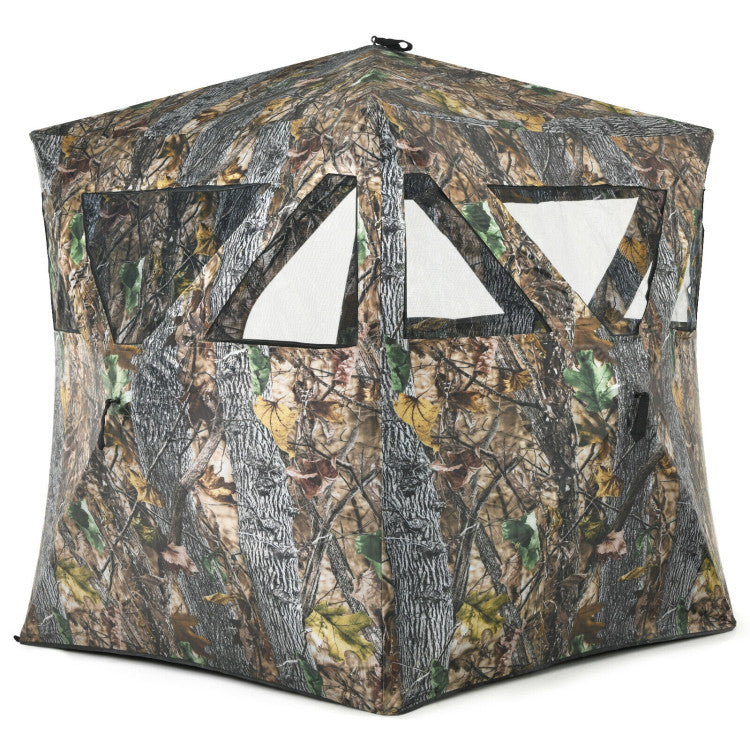 3 Person Portable Pop-Up Ground Hunting Blind with Tie-downs and Carrying Bag