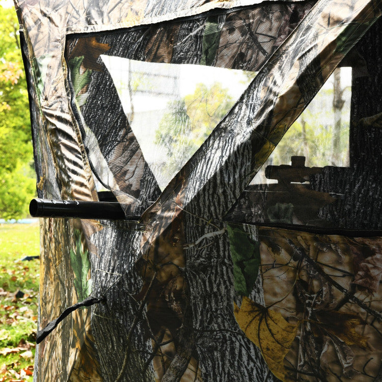 3 Person Portable Pop-Up Ground Hunting Blind with Tie-downs and Carrying Bag