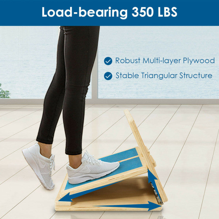 4-Level Wooden Foldable Slant Board with Anti-skid Surface for Fitness