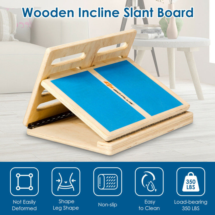 4-Level Wooden Foldable Slant Board with Anti-skid Surface for Fitness