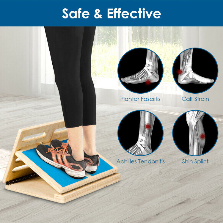 4-Level Wooden Foldable Slant Board with Anti-skid Surface for Fitness