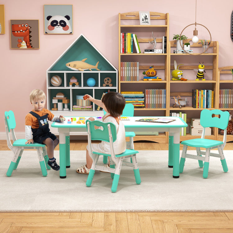 4-Person Adjustable Height Kids Table and Chairs Set for Bedroom and Kindergartens