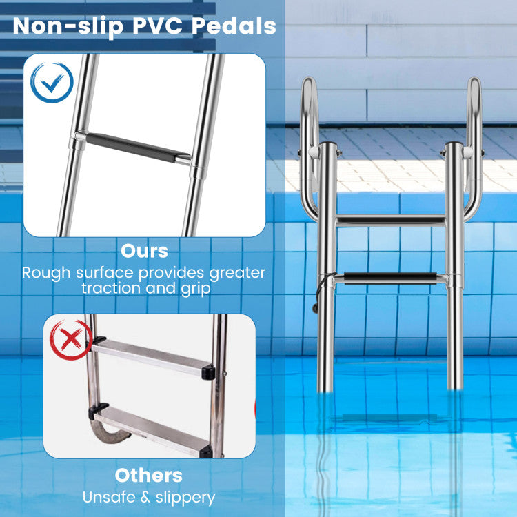 4-Step Pontoon Boat Ladder Folding Swimming Ladder for Poolside and Docks