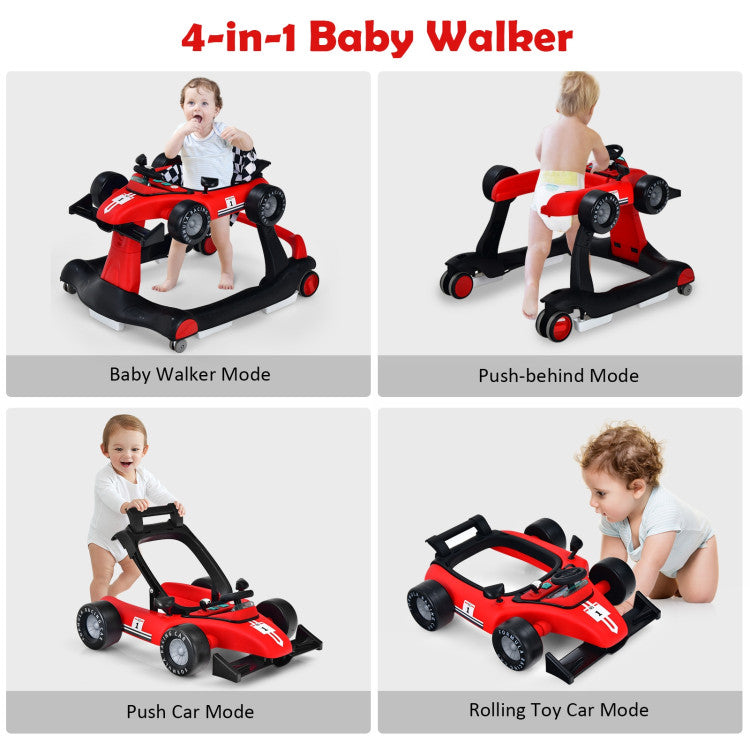 4-in-1 Folding Baby Stroller Baby Walker with Adjustable Height