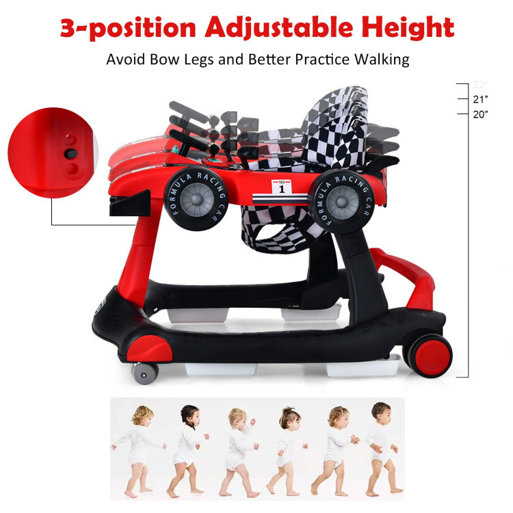 4-in-1 Folding Baby Stroller Baby Walker with Adjustable Height