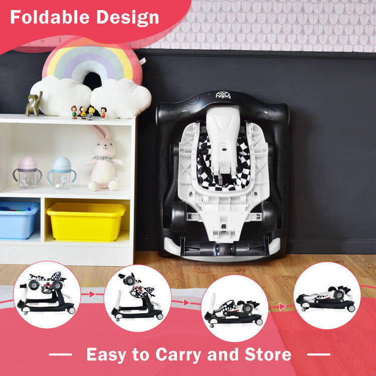 4-in-1 Folding Baby Stroller Baby Walker with Adjustable Height