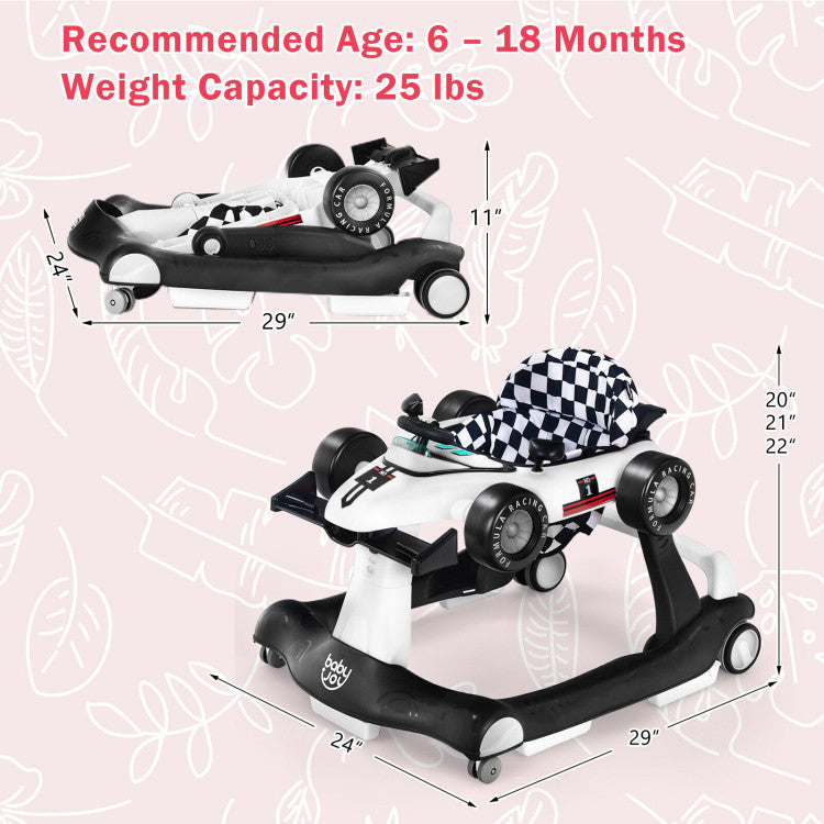 4-in-1 Folding Baby Stroller Baby Walker with Adjustable Height