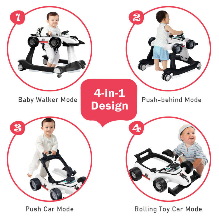 4-in-1 Folding Baby Stroller Baby Walker with Adjustable Height