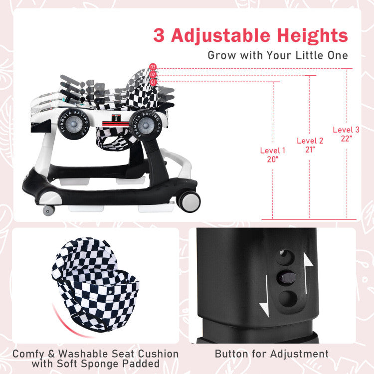 4-in-1 Folding Baby Stroller Baby Walker with Adjustable Height