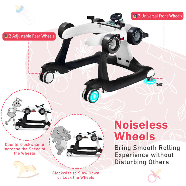 4-in-1 Folding Baby Stroller Baby Walker with Adjustable Height