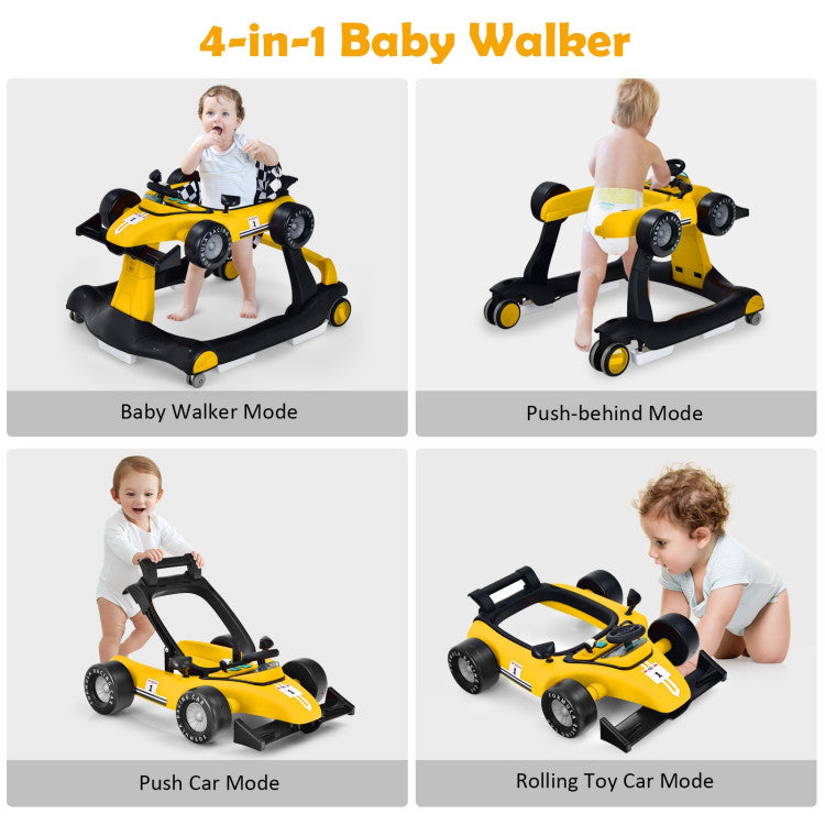 4-in-1 Folding Baby Stroller Baby Walker with Adjustable Height