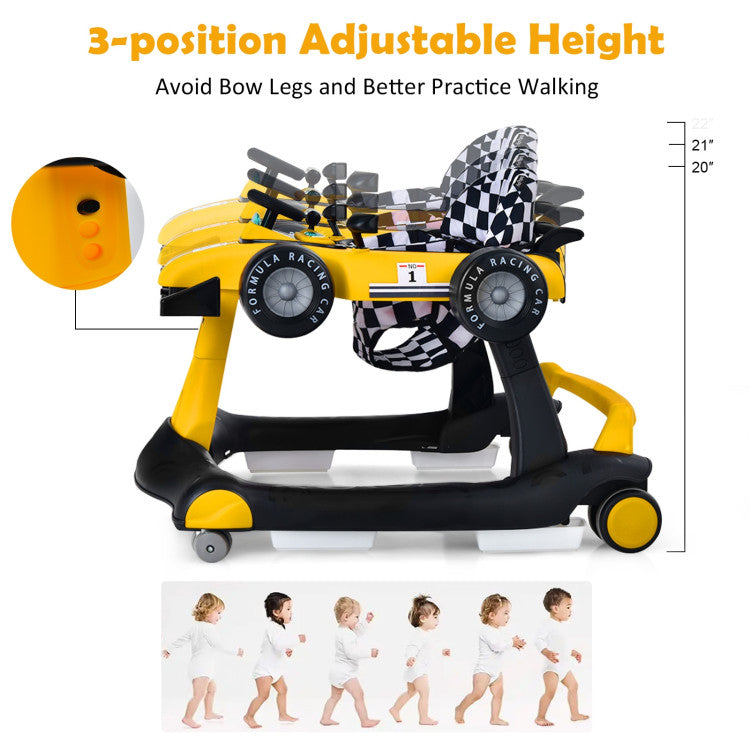 4-in-1 Folding Baby Stroller Baby Walker with Adjustable Height