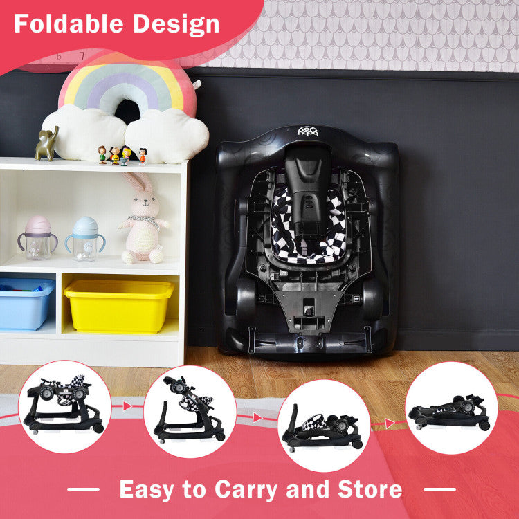 4-in-1 Folding Baby Stroller Baby Walker with Adjustable Height