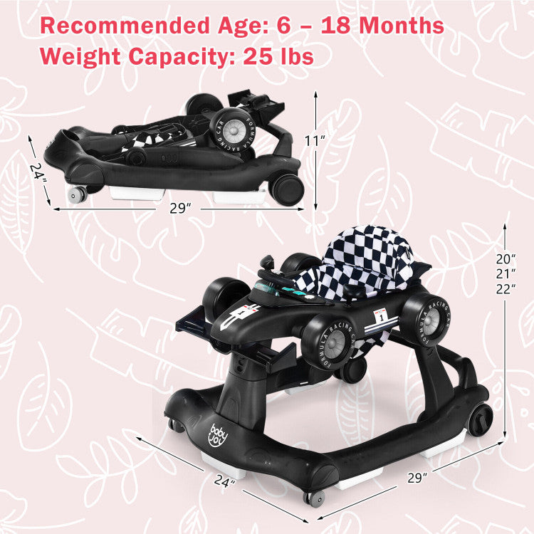 4-in-1 Folding Baby Stroller Baby Walker with Adjustable Height