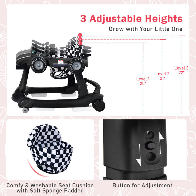 4-in-1 Folding Baby Stroller Baby Walker with Adjustable Height