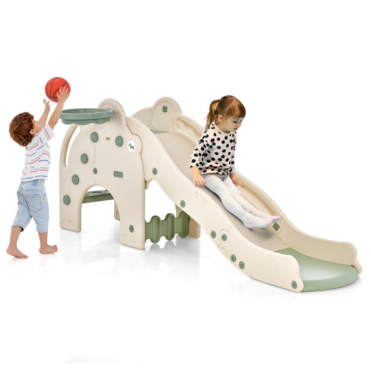 4-in-1 Toddler Kids Play Slide with Cute Elephant Shape