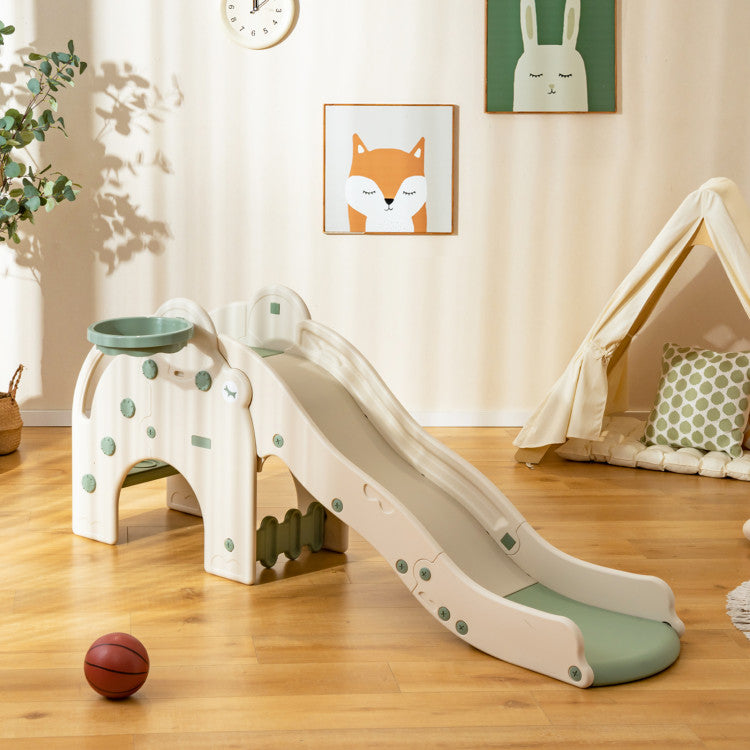 4-in-1 Toddler Kids Play Slide with Cute Elephant Shape