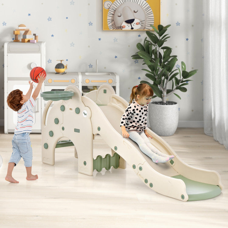 4-in-1 Toddler Kids Play Slide with Cute Elephant Shape