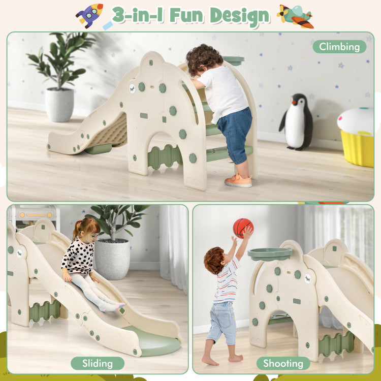 4-in-1 Toddler Kids Play Slide with Cute Elephant Shape