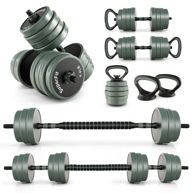 4-in-1 Weight Adjustable Dumbbell with Anti-Slip Turning Handle for Weight Training
